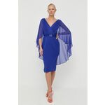 Svilena obleka Luisa Spagnoli - modra. Obleka iz kolekcije Luisa Spagnoli. Model izdelan iz enobarvne tkanine. Izrazit model za posebne priložnosti.