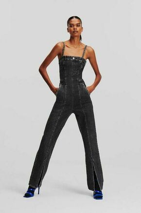 Kombinezon iz jeansa Karl Lagerfeld Jeans siva barva - siva. Kombinezon iz kolekcije Karl Lagerfeld Jeans. Model z ozkimi naramnicami