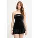 Juicy Couture velurna obleka RUFFLE DRESS črna JCWED126311