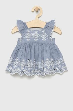 GAP bombažna obleka za otroke - modra. Otroška obleka iz kolekcije GAP. Širok model