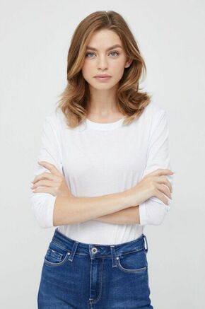 Bombažna majica z dolgimi rokavi Armani Exchange bela barva - bela. Majica z dolgimi rokavi iz kolekcije Armani Exchange. Model izdelan iz enobarvne pletenine.