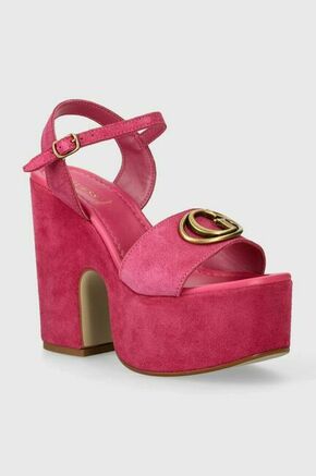 Sandali iz semiša Guess CLODY roza barva