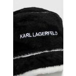 Klobuk Karl Lagerfeld črna barva - črna. Klobuk iz kolekcije Karl Lagerfeld. Model z ozkim robom, izdelan iz imitacije krzna.