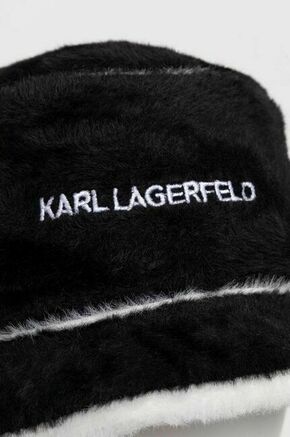 Klobuk Karl Lagerfeld črna barva - črna. Klobuk iz kolekcije Karl Lagerfeld. Model z ozkim robom