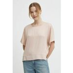 Majica Sisley ženska, roza barva - roza. Bluza iz kolekcije Sisley izdelana iz enobarvne tkanine. Model iz izjemno udobne, zračne tkanine.