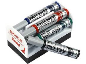 Pentel magnetno držalo in gobica in set markerjev MWL5M-4N whiteboard maxiflo 4/1