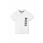 Otroške bombažne polo majice BOSS bela barva - bela. Polo majica za dojenčka iz kolekcije BOSS. Model izdelan iz udobne pletenine.