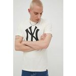 Bombažna kratka majica 47brand Mlb New York Yankees bež barva - bež. Kratka majica iz kolekcije 47brand. Model izdelan iz tanke, elastične pletenine.