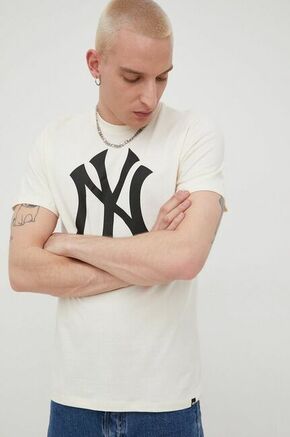 Bombažna kratka majica 47brand Mlb New York Yankees bež barva - bež. Kratka majica iz kolekcije 47brand. Model izdelan iz tanke