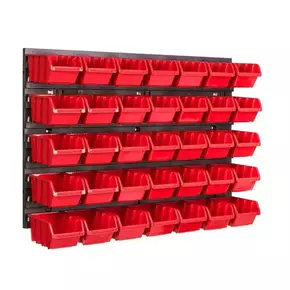 Botle Viseča plošča za orodje 58 x 39 cm z 35 kos Škatla stenskih Rdeča škatle Sistem za shranjevanje