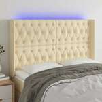 Vidaxl LED posteljno vzglavje krem 163x16x118/128 cm blago