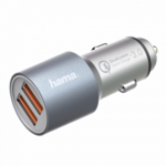 Hama 2xUSB Qualcomm Quick Charge 3.0 polnilec za avto, srebrn