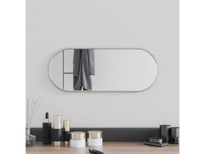VIDAXL Stensko ogledalo srebrno 50x20 cm ovalno
