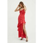 Obleka Marciano Guess ASHANTI rdeča barva, 4GGK65 9444Z - rdeča. Obleka iz kolekcije Marciano Guess. Model izdelan iz enobarvne tkanine. Opazen, svetleč material.