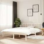 shumee Okvir za posteljo, bel, masivni les, 135x190 cm, dvoposteljna