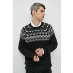 Bombažen pulover GAP moški, črna barva, - črna. Pulover iz kolekcije GAP. Model z okroglim izrezom, izdelan iz vzorčaste pletenine.