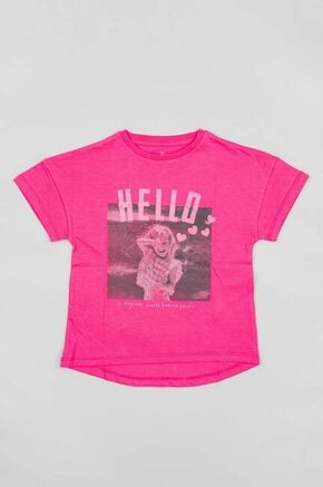 Otroška bombažna kratka majica zippy roza barva - roza. Otroške kratka majica iz kolekcije zippy. Model izdelan iz pletenine s potiskom.