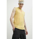 Bombažna kratka majica HUGO moški, rumena barva - rumena. Majica brez rokavov iz kolekcije HUGO. Model izdelan iz tanke, elastične pletenine. Model iz izjemno udobne bombažne tkanine.