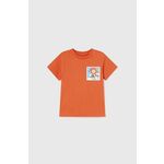 Otroška bombažna majica Mayoral oranžna barva - oranžna. Kratka majica za dojenčka iz kolekcije Mayoral. Model izdelan iz pletenine s potiskom.