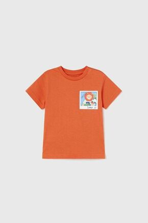 Otroška bombažna majica Mayoral oranžna barva - oranžna. Kratka majica za dojenčka iz kolekcije Mayoral. Model izdelan iz pletenine s potiskom.