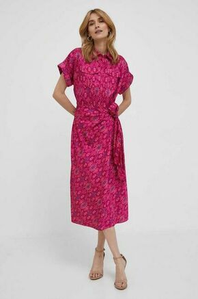 Obleka Lauren Ralph Lauren roza barva - roza. Casual obleka iz kolekcije Lauren Ralph Lauren. Model izdelan iz vzorčaste tkanine. Material z visoko vsebnostjo viskoze je udoben