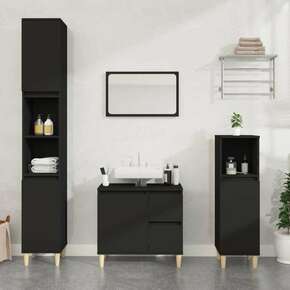VidaXL Komplet kopalniških omaric 3-delni črn inženirski les