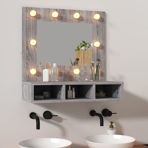 VidaXL Omarica z ogledalom in LED lučkami siva sonoma 60x31