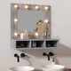 vidaXL Omarica z ogledalom in LED lučkami siva sonoma 60x31,5x62 cm