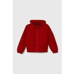 Otroška jakna Tommy Hilfiger rdeča barva - rdeča. Otroški jakna iz kolekcije Tommy Hilfiger. Prehoden model, izdelan iz gladkega materiala. Model z dvignjenim ovratnikom zagotavlja dodatno zaščito pred mrazom.