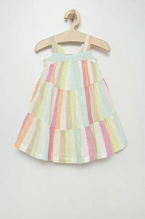 Otroška lanena obleka GAP - pisana. Otroška Obleka iz kolekcije GAP. Nabran model izdelan iz vzorčaste tkanine.