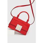 Usnjena torbica Tory Burch rdeča barva - rdeča. Majhna torbica iz kolekcije Tory Burch. Model na zapenjanje, izdelan iz lakastega usnja.
