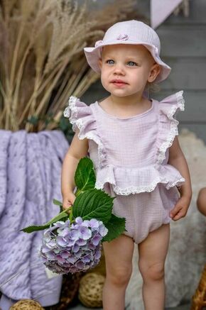 Otroški bombažni romper Jamiks - vijolična. Pajac za dojenčka iz kolekcije Jamiks. Model izdelan iz enobarvne tkanine. Izjemno udoben material