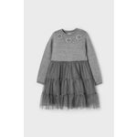 Otroška obleka Mayoral siva barva - siva. Otroški obleka iz kolekcije Mayoral. Nabran model, izdelan iz kombinacija dveh različnih materialov.