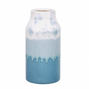 Beliani Cvetlična vaza bela modra CHAMAIZI