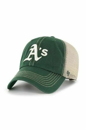 Kapa s šiltom 47brand MLB Oakland Athletics zelena barva - zelena. Kapa s šiltom vrste baseball iz kolekcije 47brand. Model izdelan iz materiala z okrasnimi vstavki.