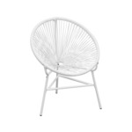 VIDAXL Vrtni stol videz vrvic ovalne oblike poli ratan bele barve