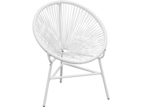 VIDAXL Vrtni stol videz vrvic ovalne oblike poli ratan bele barve