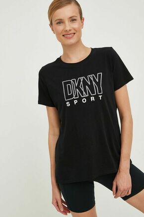Bombažna kratka majica Dkny črna barva - črna. Kratka majica iz kolekcije Dkny. Model izdelan iz tanke