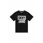 Otroška bombažna kratka majica Dkny črna barva - črna. Otroške kratka majica iz kolekcije Dkny. Model izdelan iz tanke, rahlo elastične pletenine.
