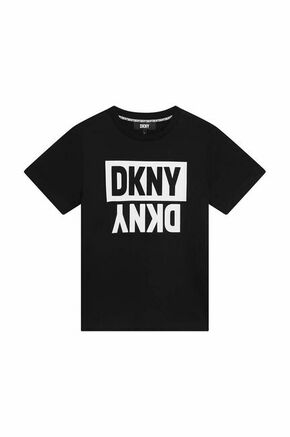 Otroška bombažna kratka majica Dkny črna barva - črna. Otroške kratka majica iz kolekcije Dkny. Model izdelan iz tanke