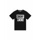 Otroška bombažna kratka majica Dkny črna barva - črna. Otroške kratka majica iz kolekcije Dkny. Model izdelan iz tanke, rahlo elastične pletenine.