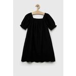 Otroška bombažna obleka GAP črna barva - črna. Otroški obleka iz kolekcije GAP. Raven model, izdelan iz enobarvne tkanine. Izjemno udoben material.