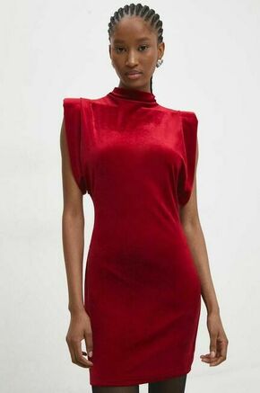 Obleka iz velurja Answear Lab rdeča barva - rdeča. Obleka iz kolekcije Answear Lab. Model izdelan iz velurja. Kolekcija je na voljo izključno na Answear.Si.