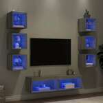 vidaXL Komplet TV omaric LED 8-delni siva sonoma inženirski les