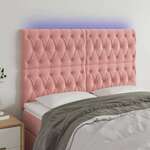 Greatstore LED posteljno vzglavje roza 160x7x118/128 cm žamet