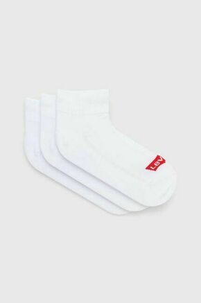 Nogavice Levi's 3-pack bela barva - bela. Kratke nogavice iz kolekcije Levi's. Model izdelan iz elastičnega materiala. V kompletu so trije pari.