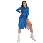 Factoryprice Ženska obleka iz imitacije satena črtaste srajce midi ADA temno modra EM-SK-TLL3734.97_390436 onesize