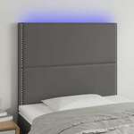 shumee LED posteljno vzglavje sivo 90x5x118/128 cm umetno usnje