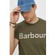 Bombažna kratka majica Barbour moški, zelena barva - zelena. Kratka majica iz kolekcije Barbour, izdelana iz tanke, elastične pletenine. Model iz izjemno udobne bombažne tkanine, ki je zračna.