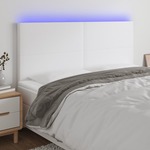 shumee LED posteljno vzglavje belo 180x5x118/128 cm umetno usnje